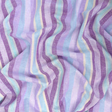 Viscose Linen - Stripe - Lilac & Sky Blue