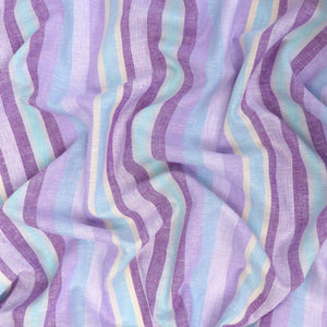 Viscose Linen - Stripe - Lilac & Sky Blue