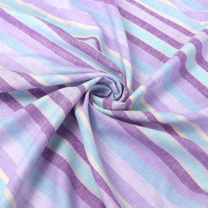 Viscose Linen - Stripe - Lilac & Sky Blue