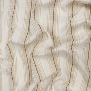 Viscose Linen Blend - Yarn Dyed Rust Brown + White Stripe - SALE