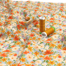 Viscose Linen Slub - Sunset Flowers