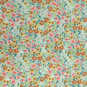 Viscose Poplin - Flower Field - Green - SALE