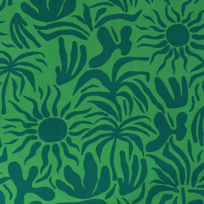 Viscose Poplin - Vacation Vibes - Green - END OF BOLT 69cm