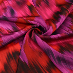 Viscose Satin - Brushstrokes - Pink + Red