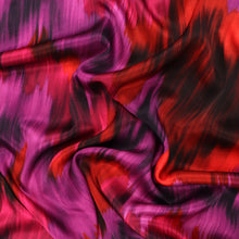 Viscose Satin - Brushstrokes - Pink + Red