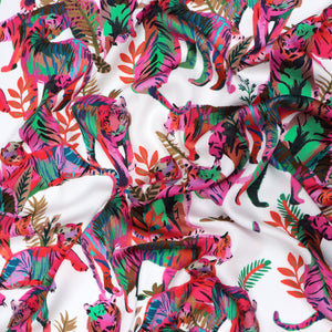 Viscose Satin - Colourful Tigers