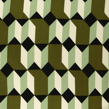 Viscose Satin - Geometric Shapes - Green