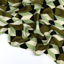 Viscose Satin - Geometric Shapes - Green