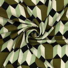 Viscose Satin - Geometric Shapes - Green