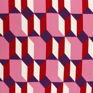 Viscose Satin - Geometric Shapes - Pink