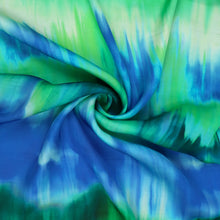 Viscose Satin - Watercolour Tie Dye - Blue