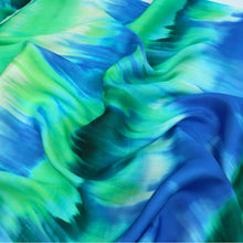 Viscose Satin - Watercolour Tie Dye - Blue