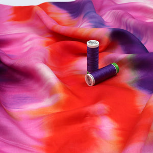 Viscose Satin - Watercolour Tie Dye - Pink