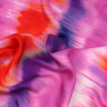 Viscose Satin - Watercolour Tie Dye - Pink