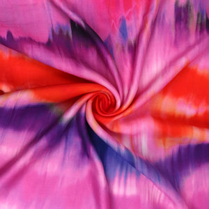 Viscose Satin - Watercolour Tie Dye - Pink