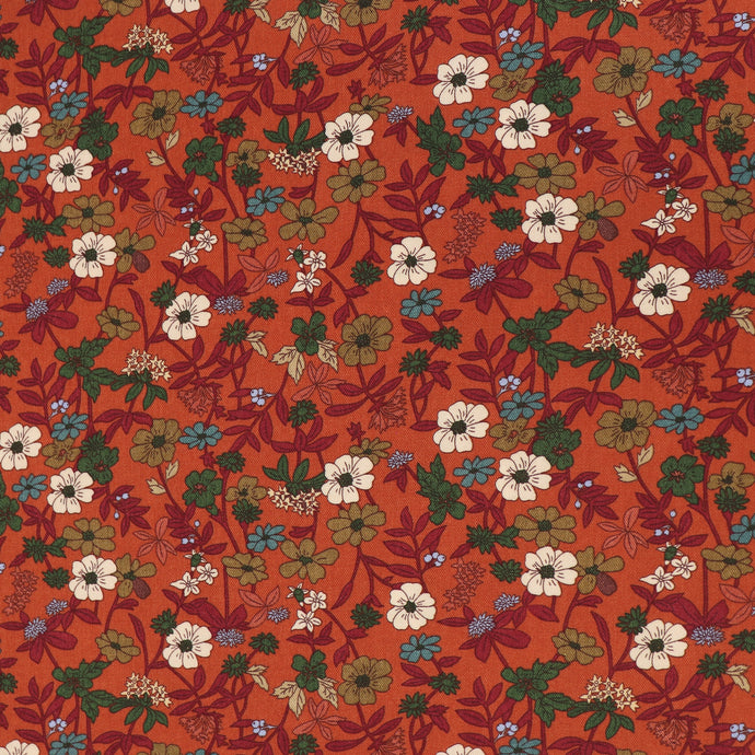 Viscose Twill - Burnt Orange Floral