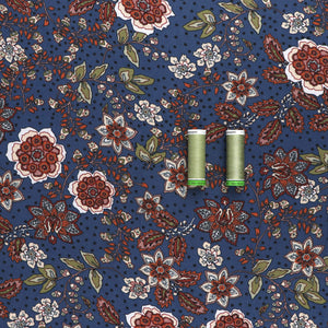 Viscose Twill - Dotty About Flowers - Petrol