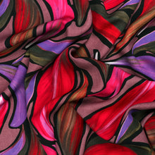 Viscose Twill - Painted Leaves - Slight Flaw - Mauve