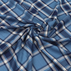 Viscose Twill - Yarn Dyed Check - Blue - SALE