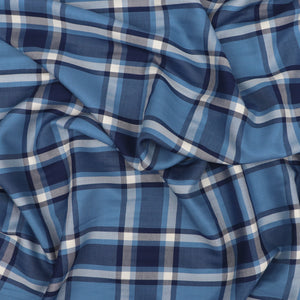 Viscose Twill - Yarn Dyed Check - Blue - SALE