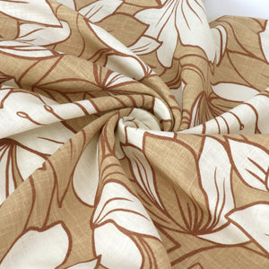 Washed Linen Cotton - Floral Outline - Beige