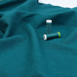 Washed Linen Cotton - Teal Green