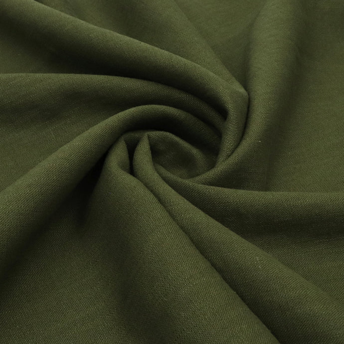 Washed Linen Cotton - Dark Olive Green