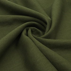 Washed Linen Cotton - Dark Olive Green - END OF BOLT 34cm