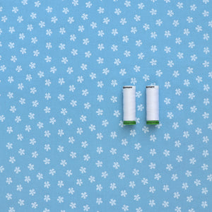 Washed Vintage Cotton - Daisy Stamp - Blue