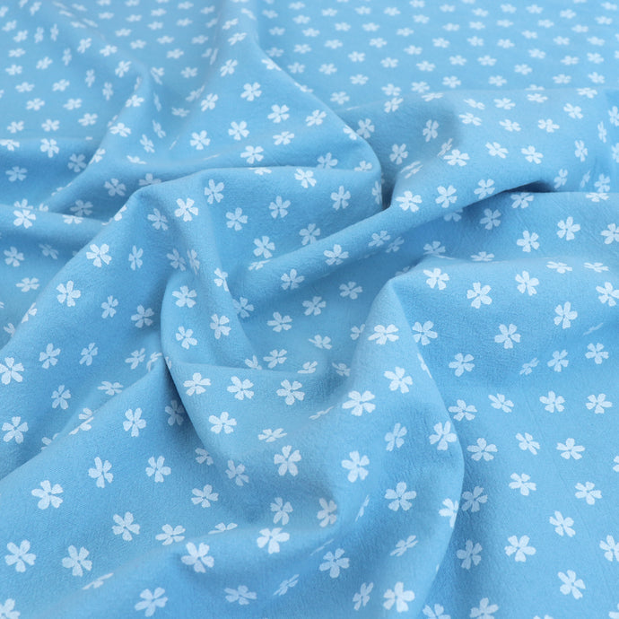 Washed Vintage Cotton - Daisy Stamp - Blue