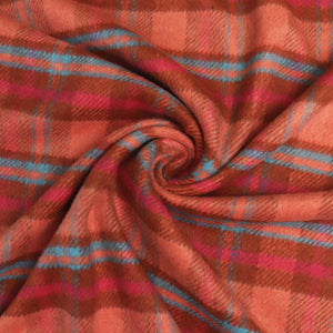 Yarn Dyed Brushed Coating - Orange + Pink Check