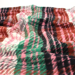 Yarn Dyed Brushed Coating - Pink + Green Check