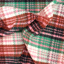 Yarn Dyed Brushed Coating - Pink + Green Check