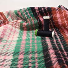 Yarn Dyed Brushed Coating - Pink + Green Check