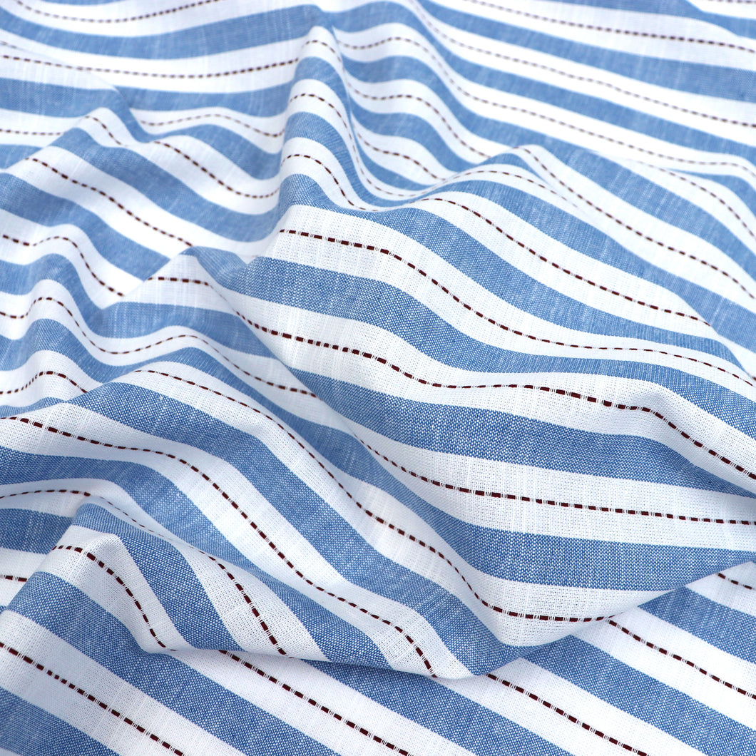 Yarn Dyed Cotton - Embroidered Stripe