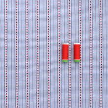 Yarn Dyed Cotton - Light Blue Gingham With Heart Ribbons - END OF BOLT 68cm