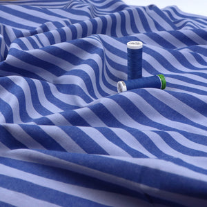 Yarn Dyed Washed Cotton - Stripe - Blueberry Blue