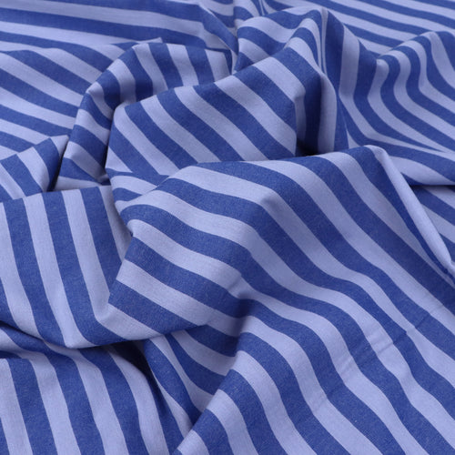 Yarn Dyed Washed Cotton - Stripe - Blueberry Blue