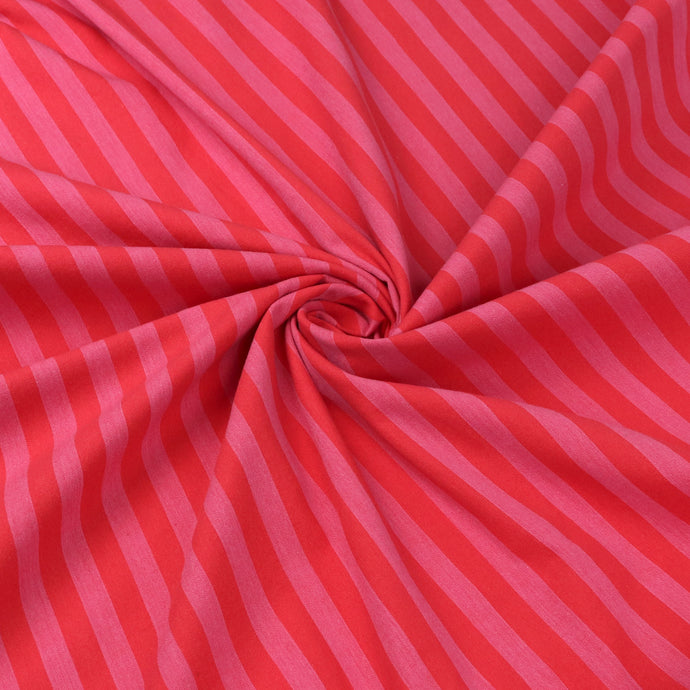 Yarn Dyed Washed Cotton - Stripe - Raspberry Pink