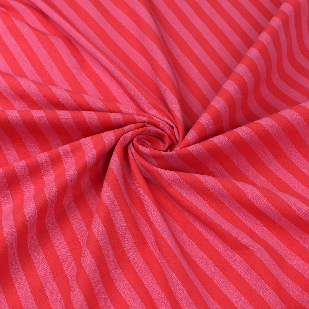 Yarn Dyed Washed Cotton - Stripe - Raspberry Pink
