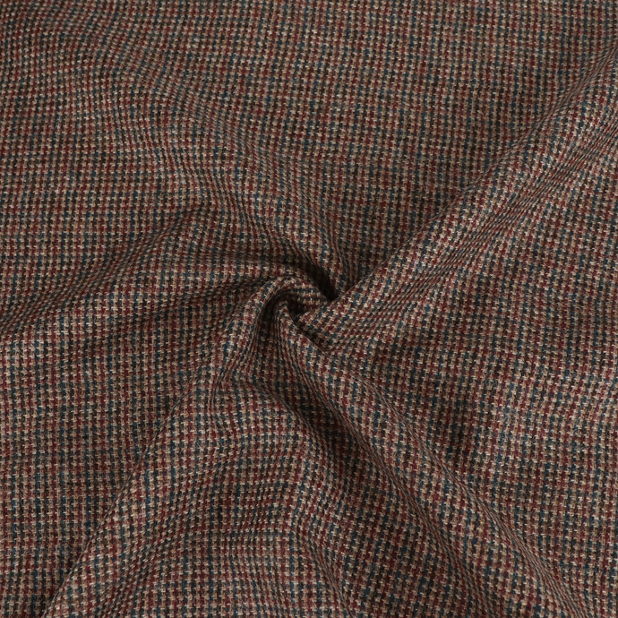 Deadstock Abraham Moon UK Wool - Walnut + Teal Check