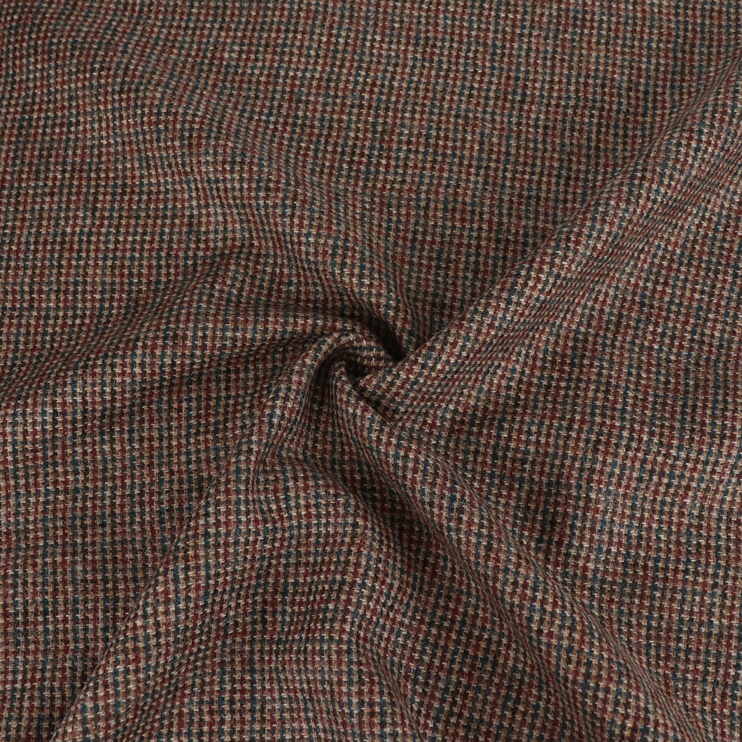 Deadstock Abraham Moon UK Wool - Walnut + Teal Check