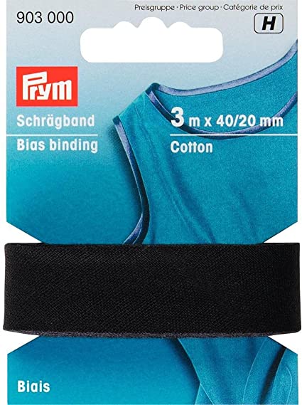 Cotton Bias Binding 20mm - 3 metres - Black - Prym