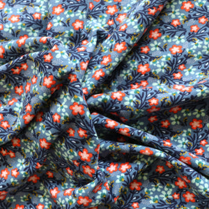 Organic Cotton Jersey - Little Flowers Blue - END OF BOLT 108cm