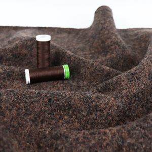 Boiled Wool Coating - Marled Chocolate Brown