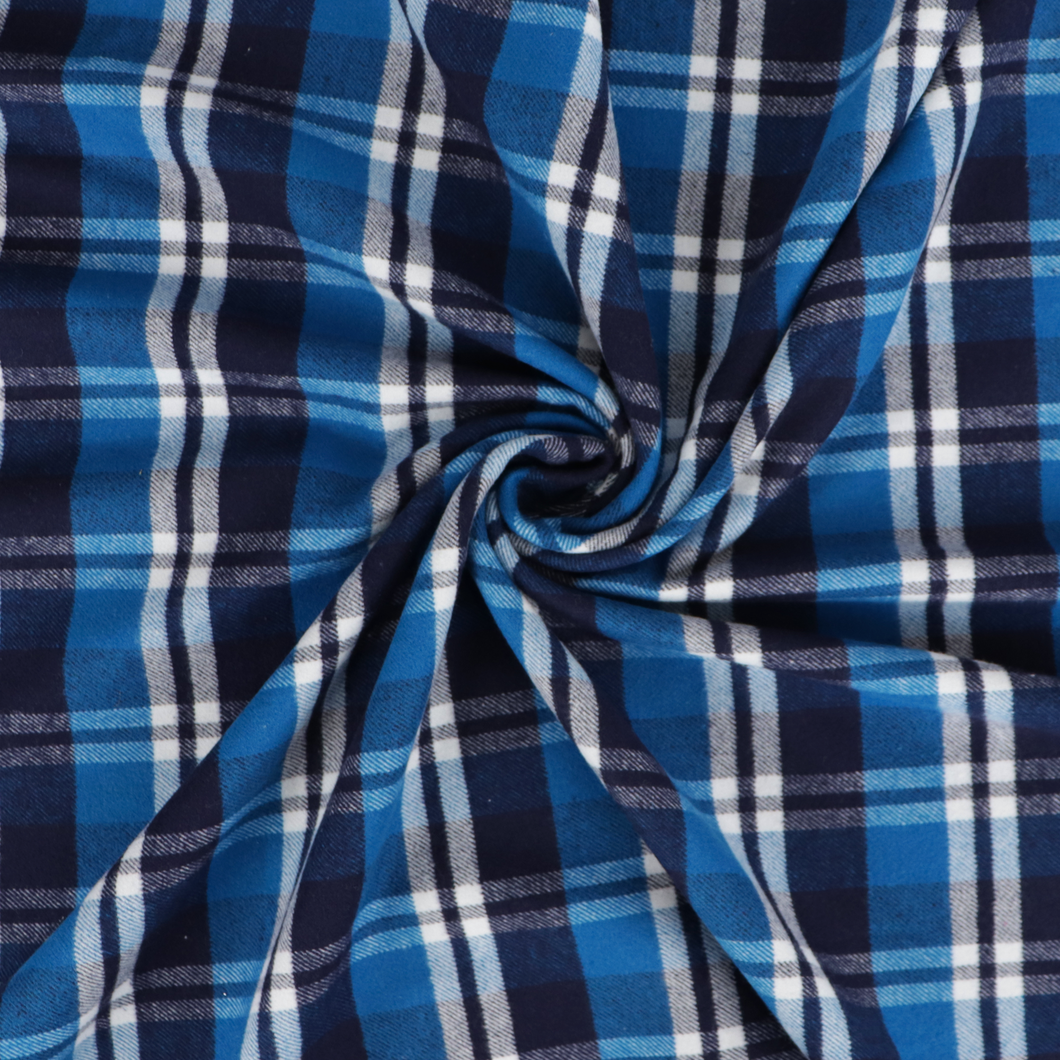 Yarn Dyed Brushed Cotton - Blue Check