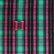 Yarn Dyed Brushed Cotton - Green + Pink Check