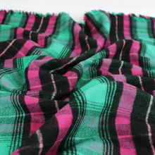 Yarn Dyed Brushed Cotton - Green + Pink Check
