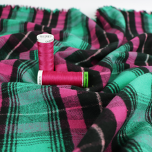 Yarn Dyed Brushed Cotton - Green + Pink Check