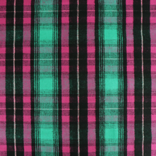 Yarn Dyed Brushed Cotton - Green + Pink Check